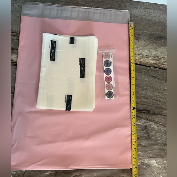 6 Poly Mailers 19” x 14.5 Large, Pink Bags & 12 Thank You Stickers - Picture 9 of 10